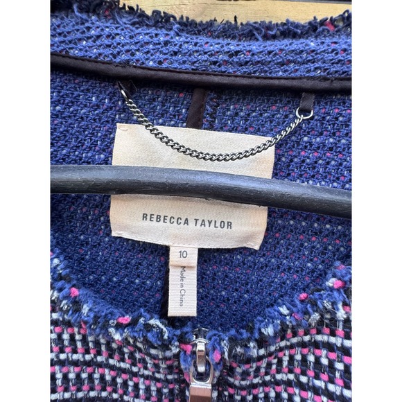 Rebecca Taylor Women's Tweed Jacket Pink & Blue Size 10 - Picture 2 of 9